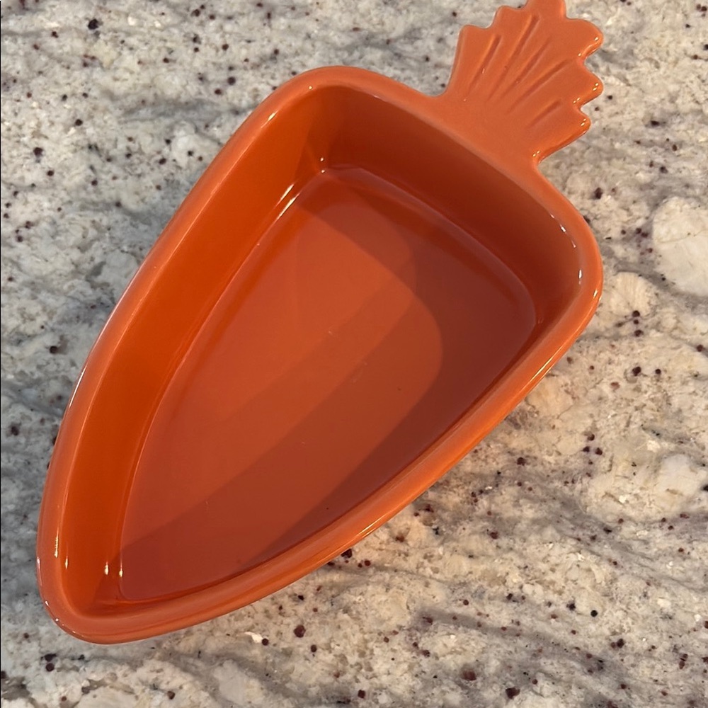 Orange Carrot-Shaped Ceramic Dish